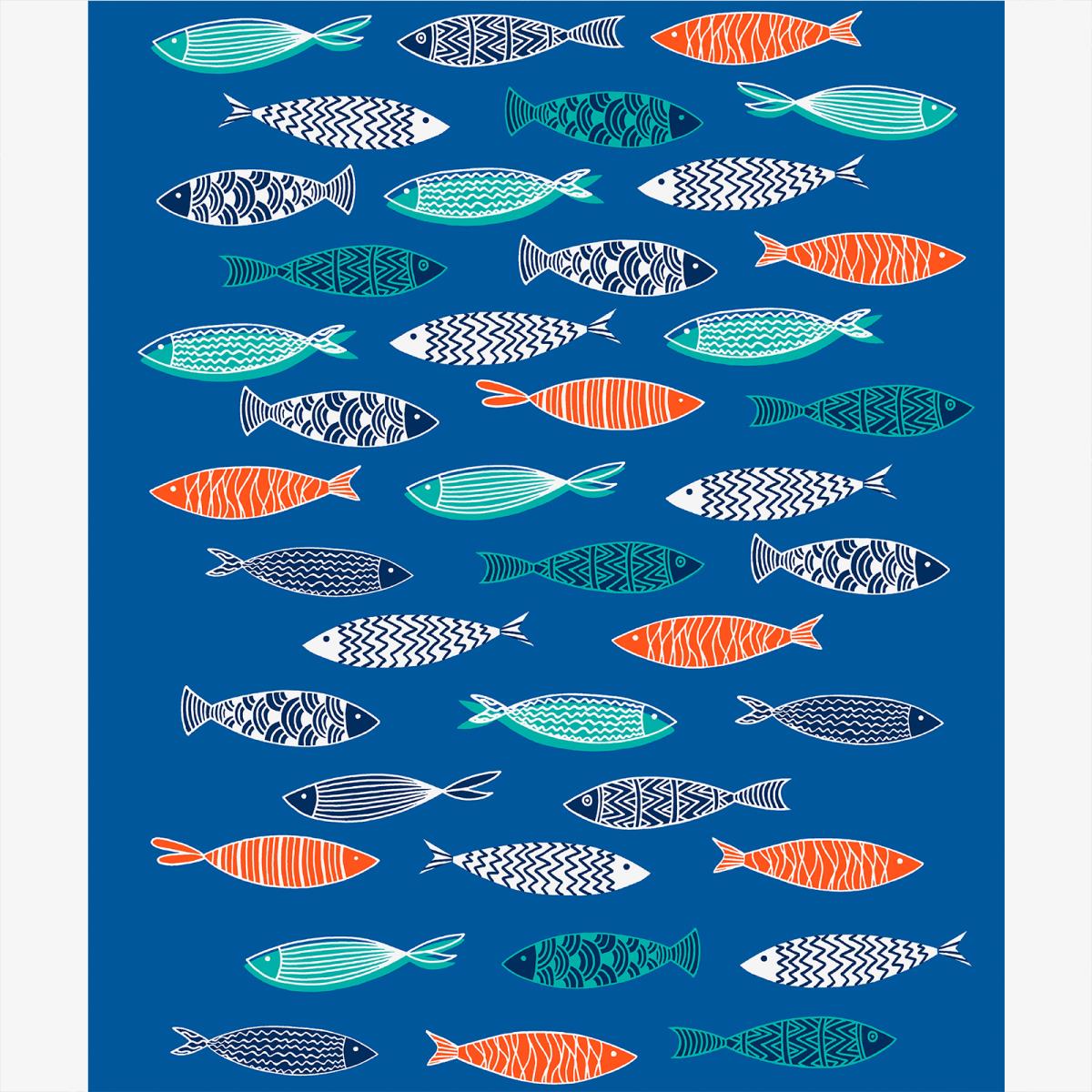 Полотно вафельное 50 см наб рис.62167-1 Рыбки - 2