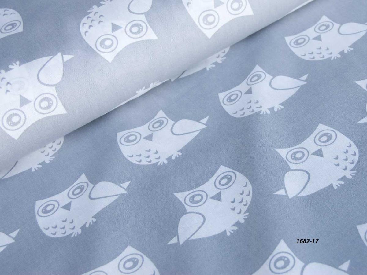 Бязь наб 150 см рис.1682/17 совы серый - 0
