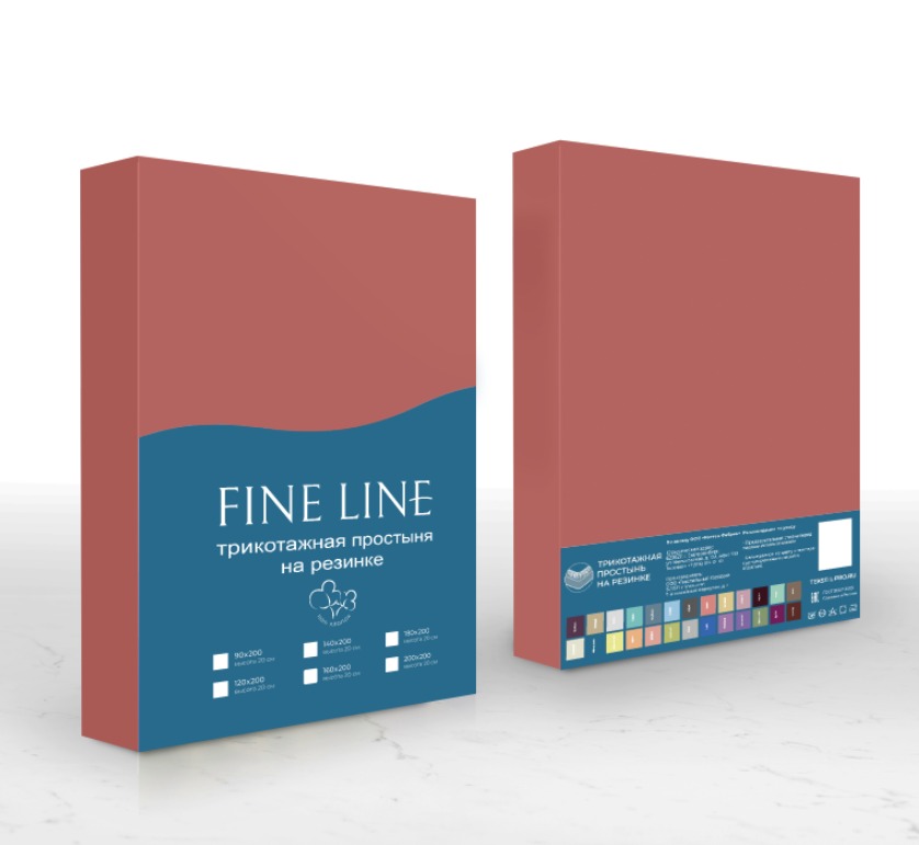 Простыня трикотажная на резинке Fine Line коралл - 3