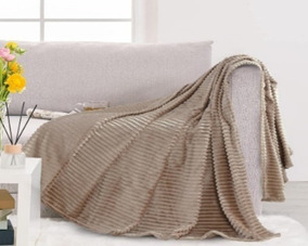 Плед велсофт Vse DOMA полоса 1 см., цвет какао, чемодан