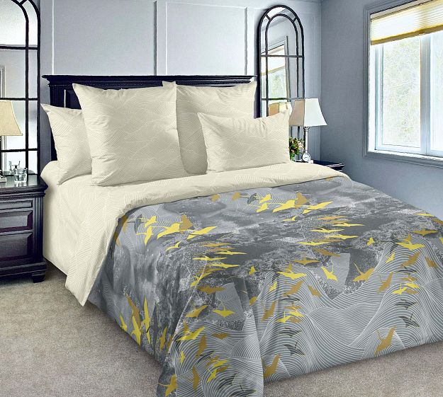 Сатин наб 220 см Солнечные птицы осн. 3 Сер. 66012/3 ДЗ ТР - 0