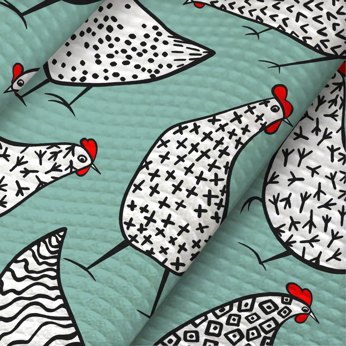 Полотно вафельное 50 см наб рис.62194-1 Поляна курочек - 1