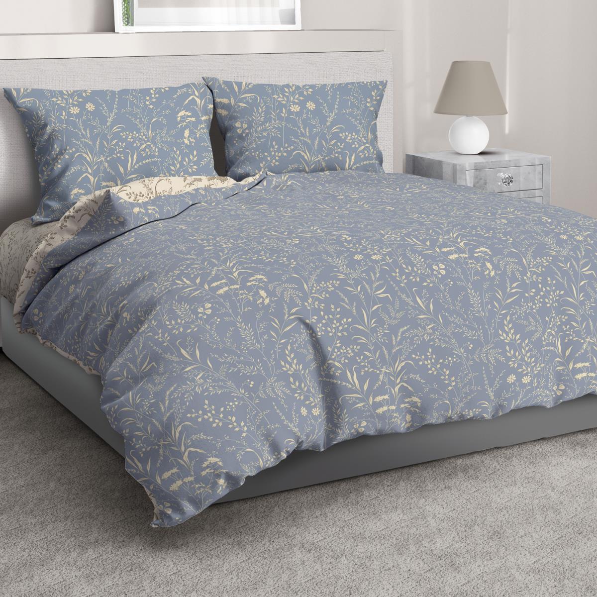 Бязь Комфорт 220 см наб рис.50015-2 Ботаника на синем - 0