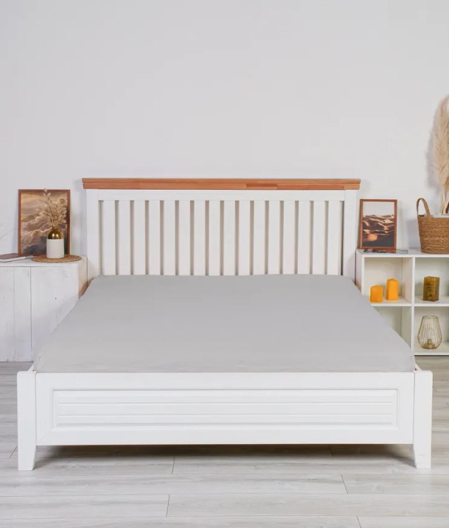 Простыня на резинке трикотаж 100% хл. светло-серый МЦН - 0