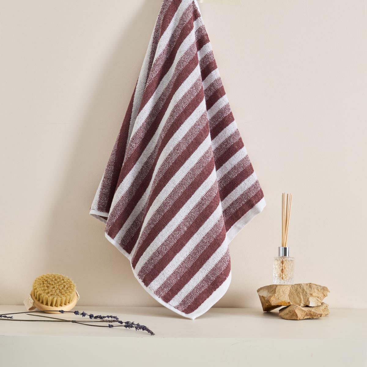 Полотенце махровое Fine Line Полоса , коричневый, пестроткань - 1