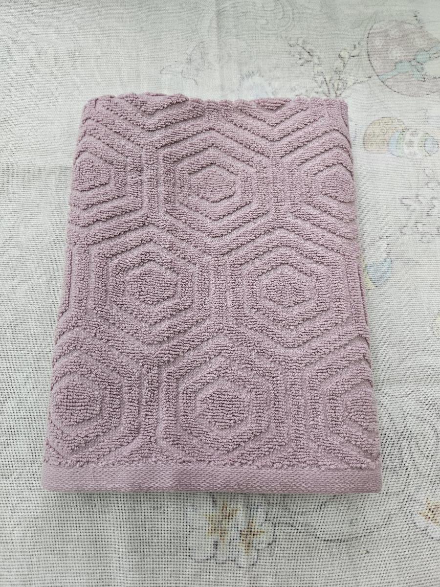 Полотенце махровое 450 г/мкв 70х130 Ромб розовый СНС - 0