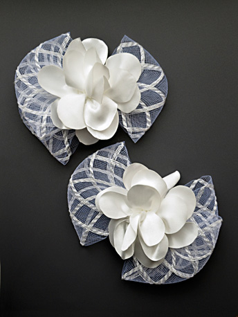 Бант (брошь-зажим) арт YLX0178 белый (14см) - 0