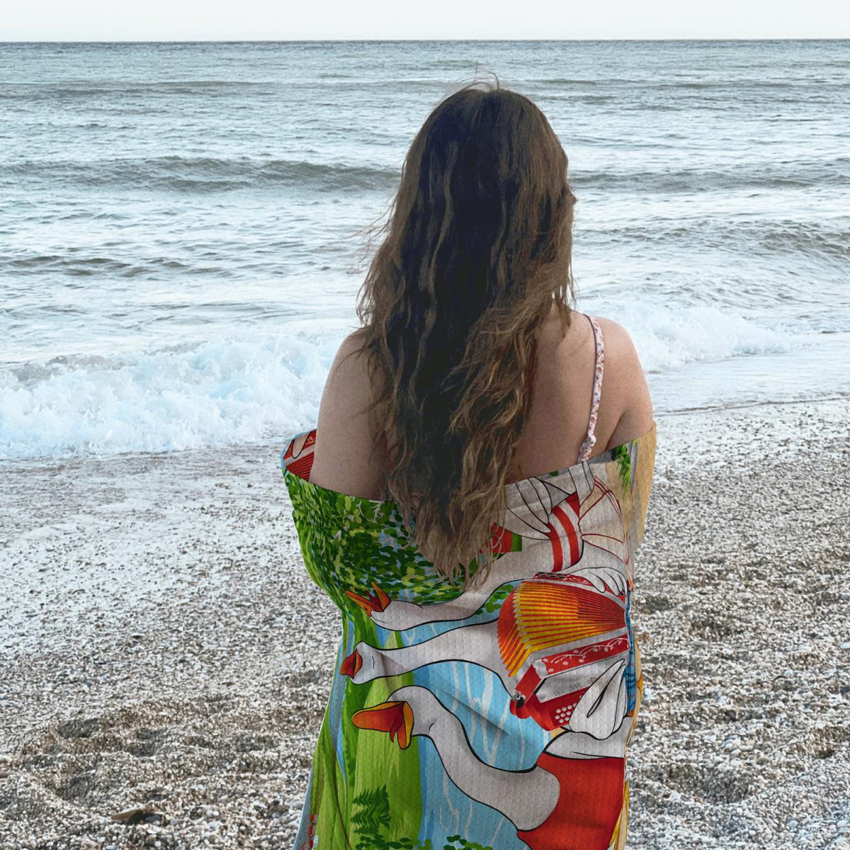 Полотно вафельное 150 см наб рис.29333-1 Веселые гуси - 2