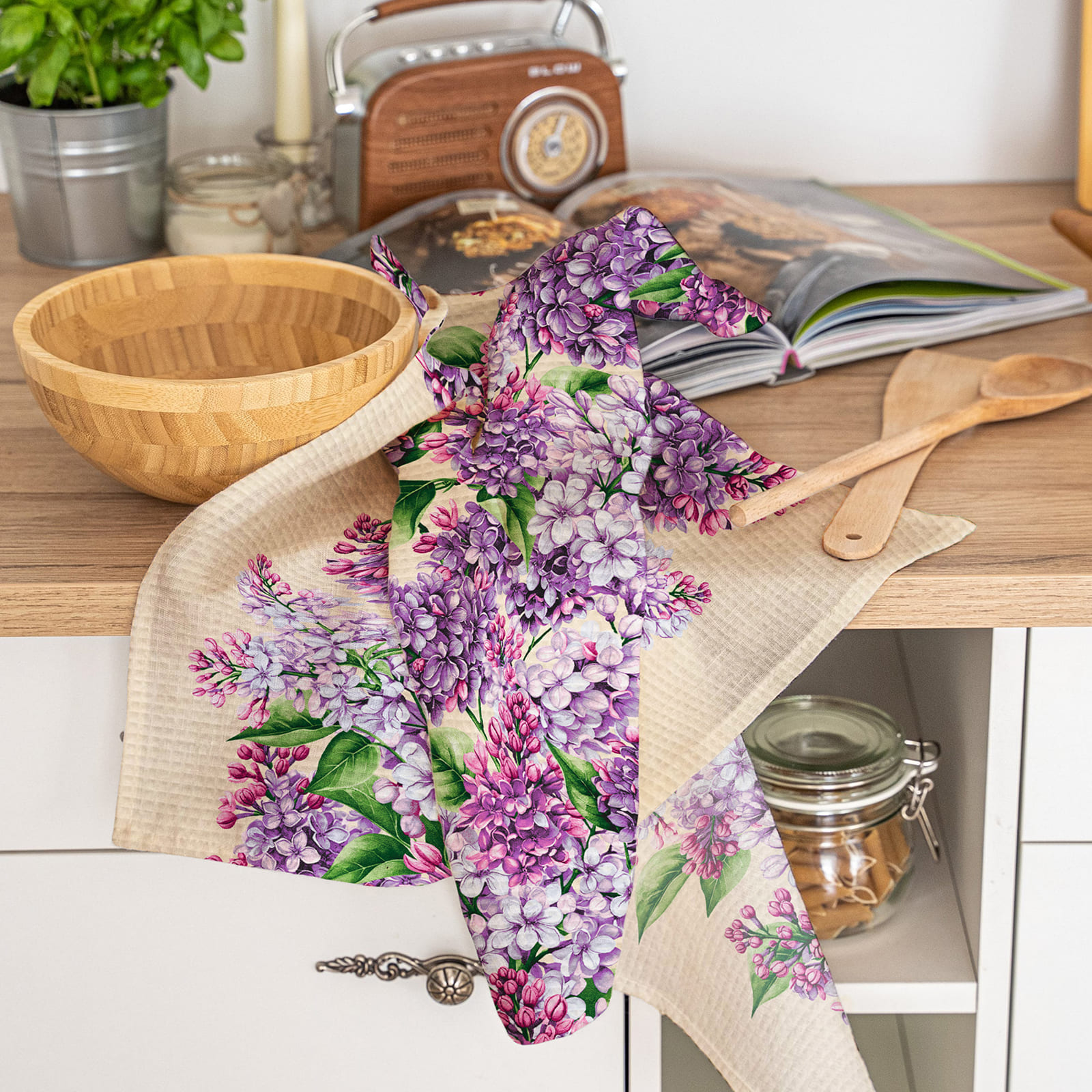 Полотно вафельное 50 см наб рис.29428-2 Сирень - 2