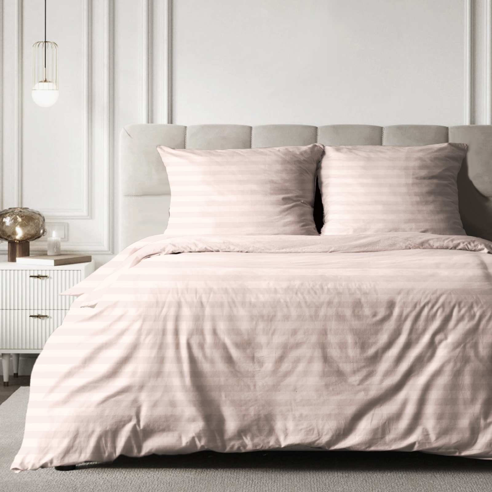 Страйп-сатин 220 см г/к рис.87021-11 Латте АК - 0