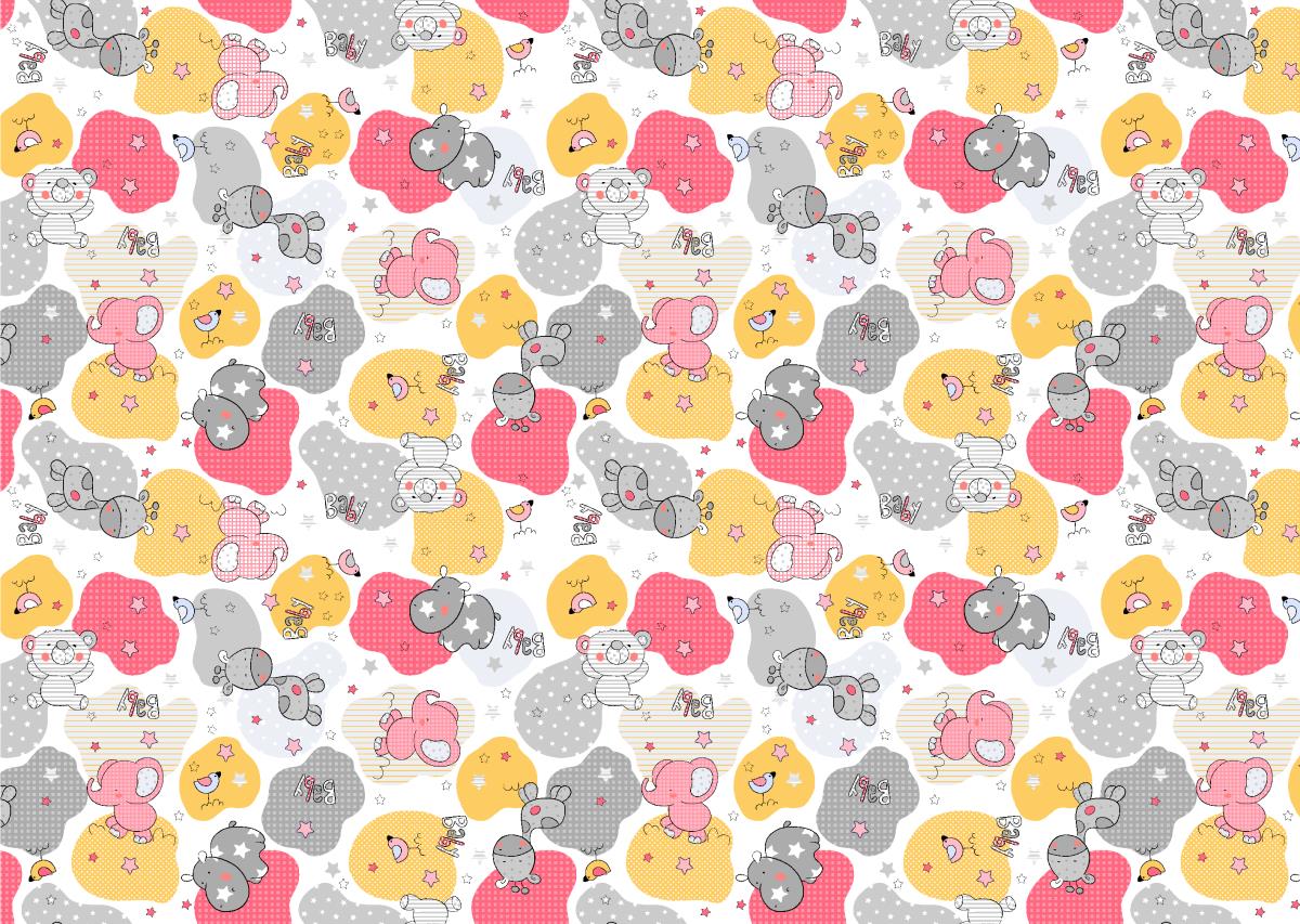 Фланель 90 см наб б/з рис.21221-3 Звездные слоники - 0