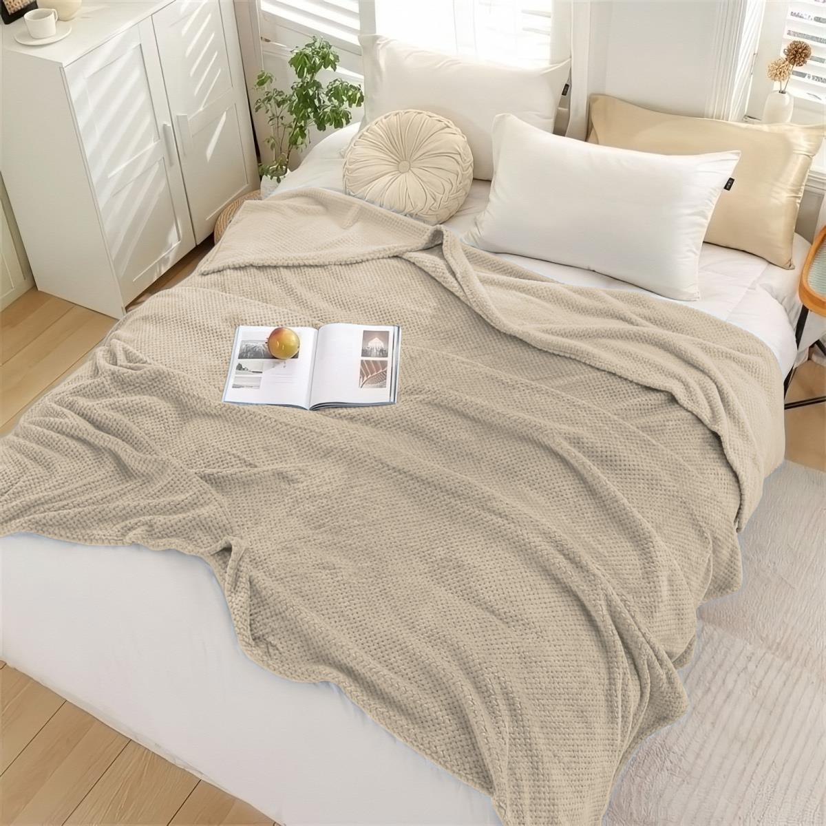 Плед велсофт Vse DOMA Кремовый , цвет бежевый, пиноли ролик - 0