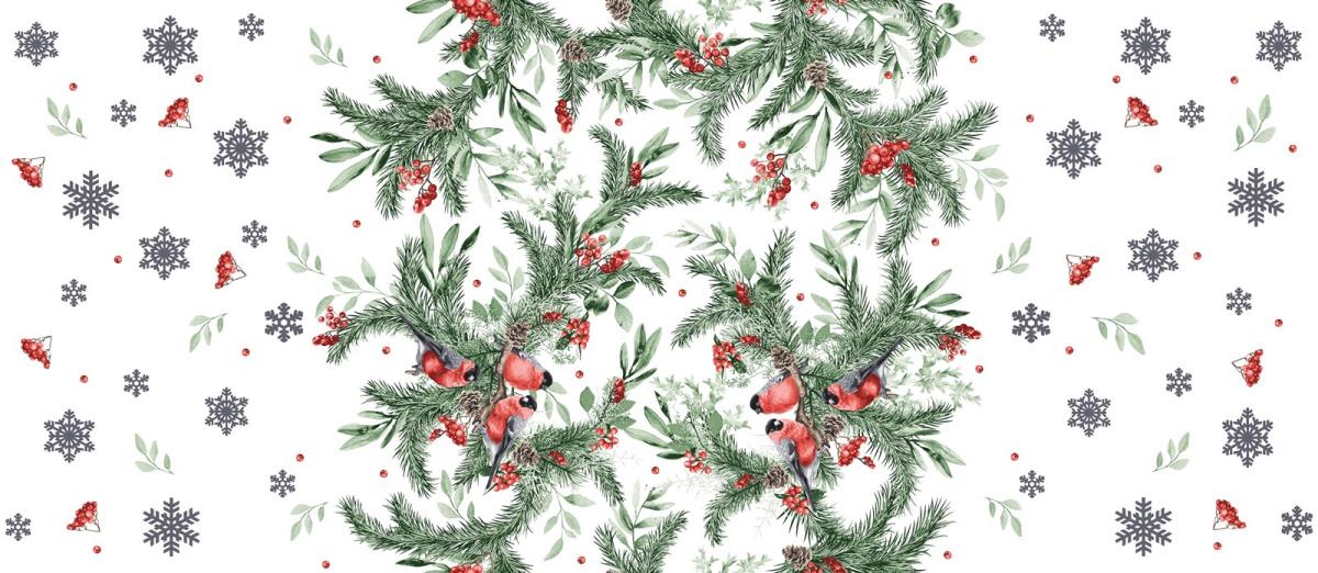 Рогожка 150 см наб рис.29214-1 Снегири - 0