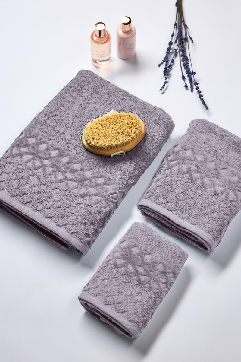 Полотенце махровое Gala бордюр велюр Ингрид сиреневый - 0