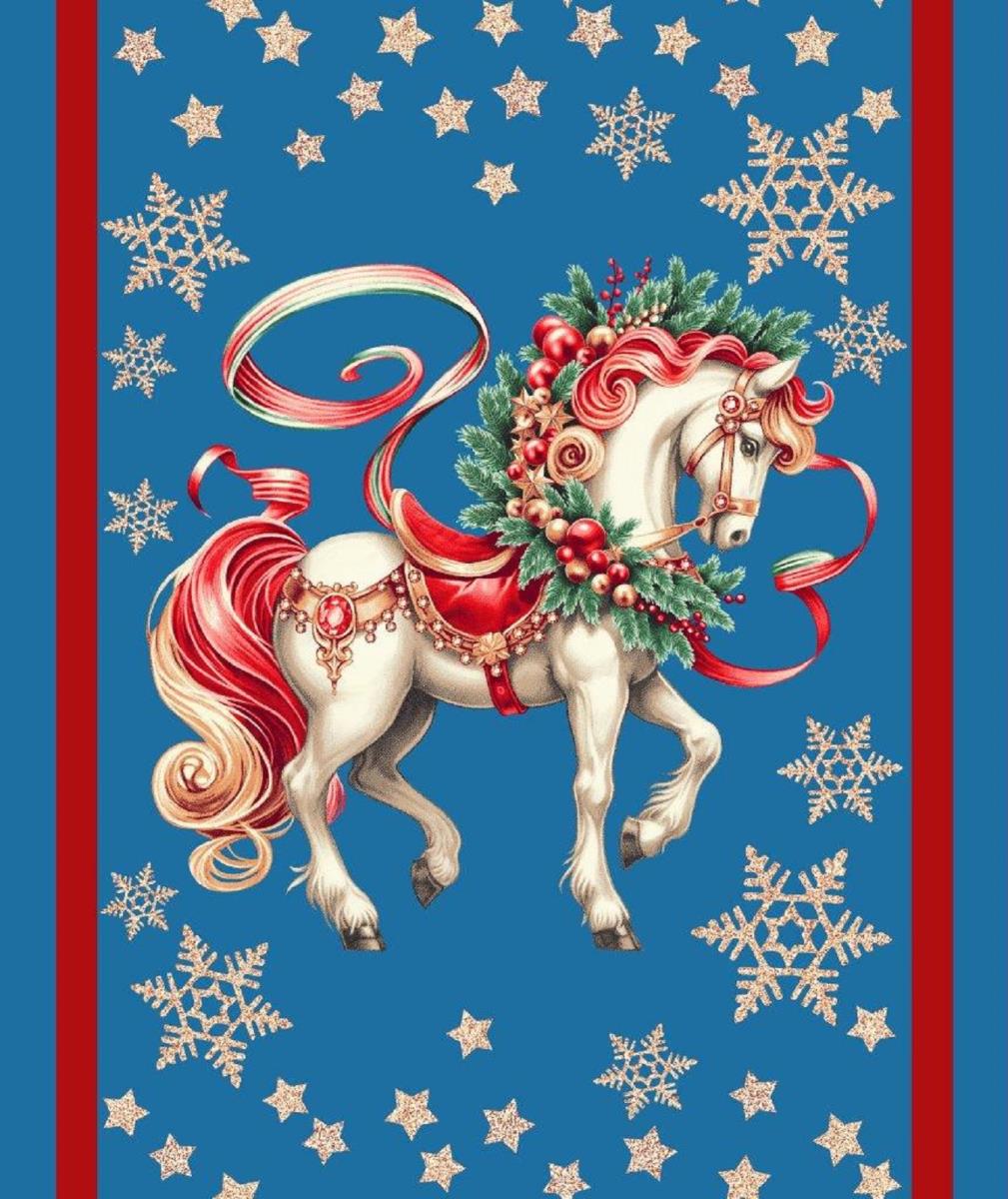 Полотно вафельное 50 см наб рис.29403-2 Сказочный конь - 1