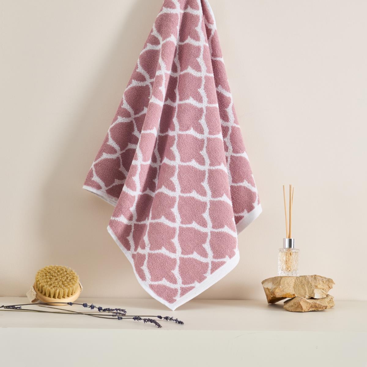 Полотенце махровое Fine Line Орнамент , пыльная роза, пестроткань - 1