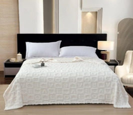 Плед велсофт Vse DOMA Love, цвет молочный, шерпа, чемодан