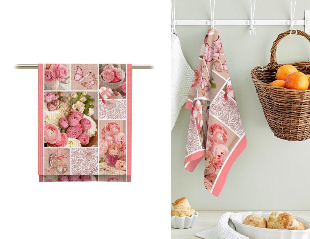 Полотно вафельное 50 см наб рис.5612-1 Розовый пэчворк - 1