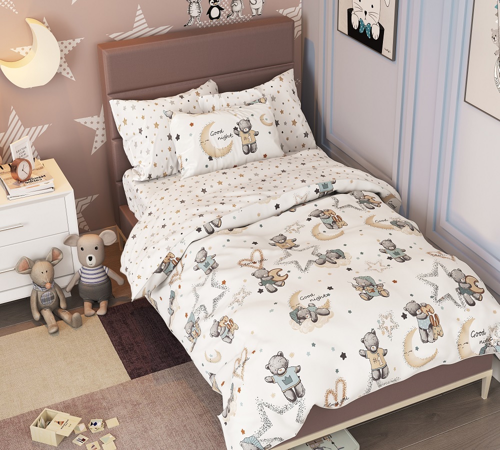 Поплин (Мишки беж комп) 105 г/мкв 150 см - 0