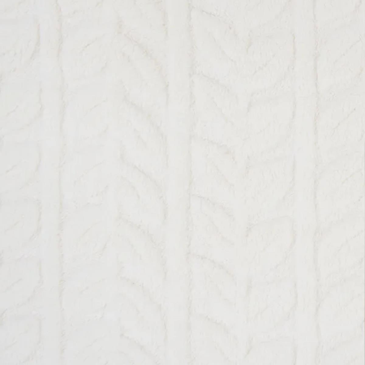 Плед велсофт Vse DOMA шерпа, листья, молочный - 1