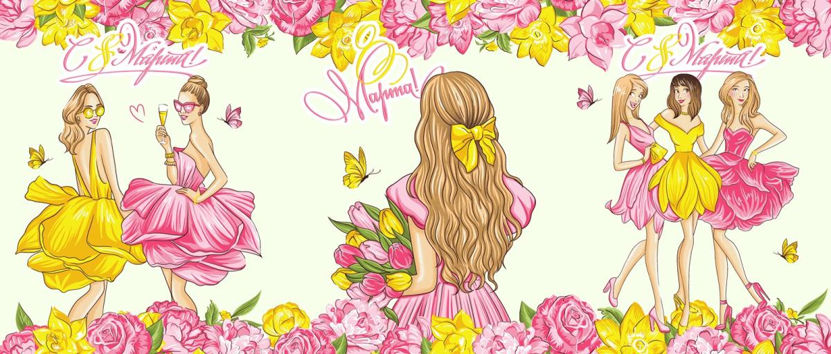 Полотно вафельное 150 см наб рис.29186-1 Мадмуазель - 0