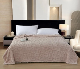 Плед велсофт Vse DOMA Love, цвет коричневый, шерпа, ролик - 0