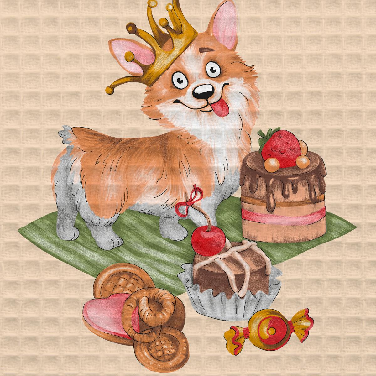 Полотно вафельное 50 см наб рис.62155-1 Корги МОНТИ - 0