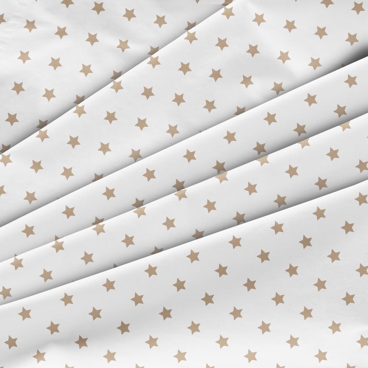 Перкаль 150 см наб рис.64017-3 Бежевые звезды на белом - 0