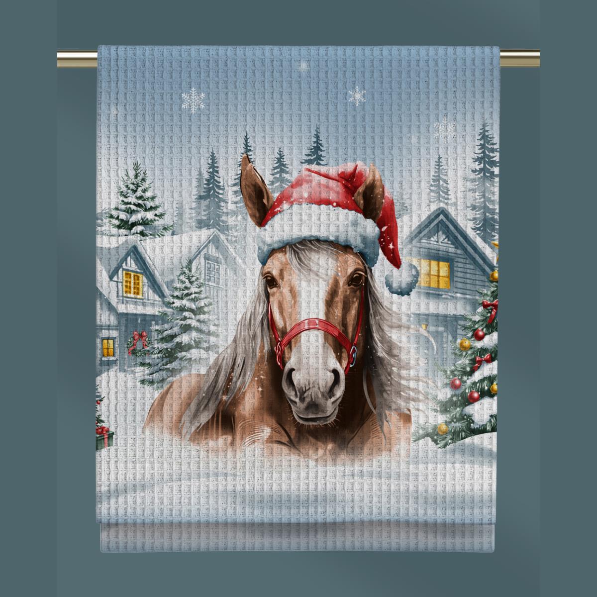 Полотенце вафельное Vse DOMA рис.60326-1 Кремовый конь - 0