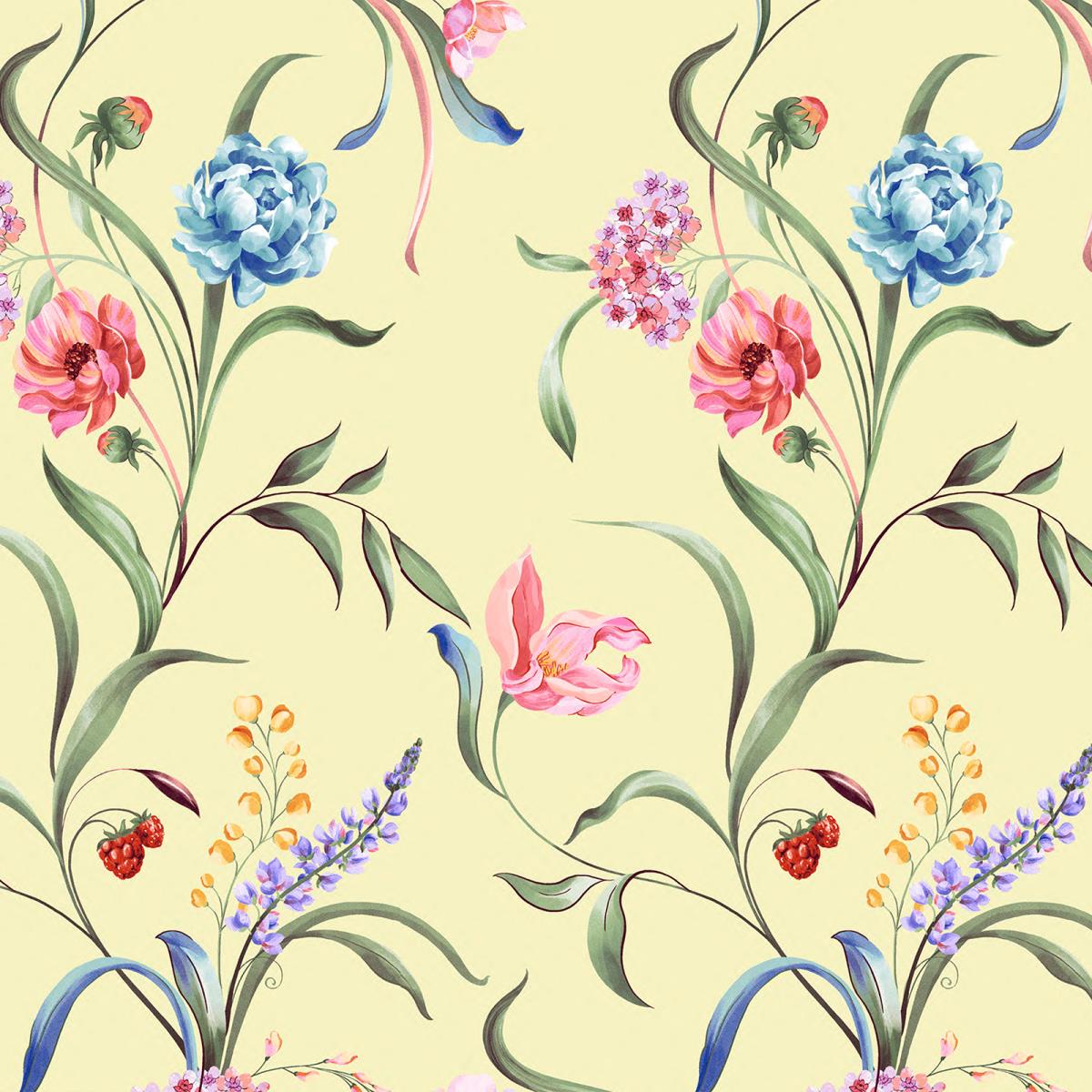 Перкаль 220 см наб рис.50084-4 Флоренциум желтый (комп 916748, 930128) - 1