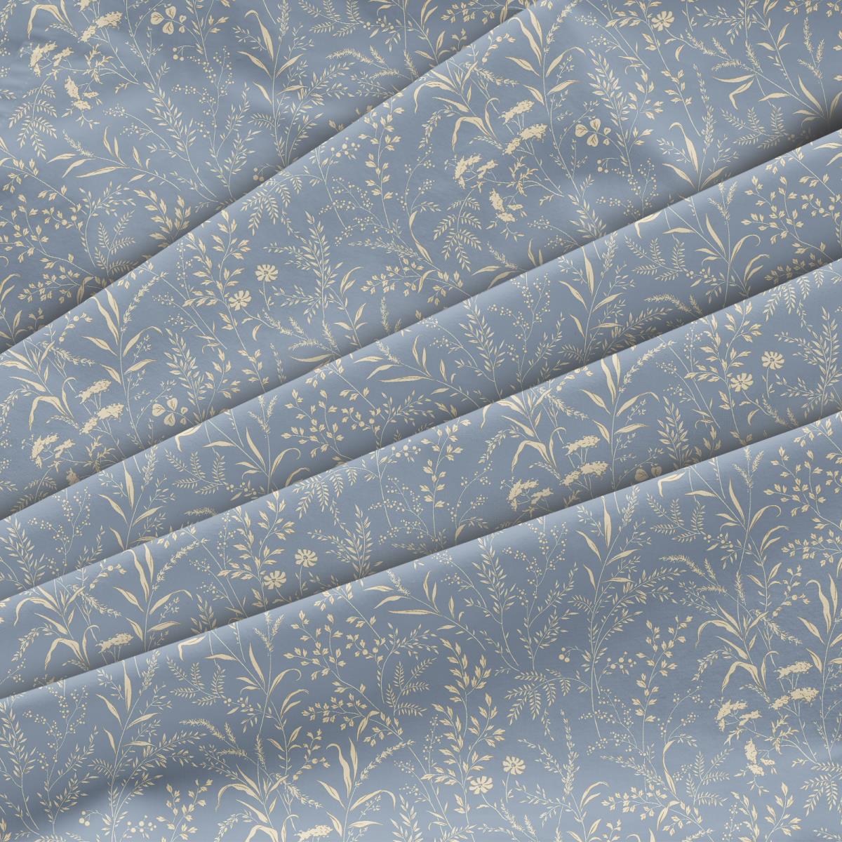 Бязь Комфорт 220 см наб рис.50015-2 Ботаника на синем - 1