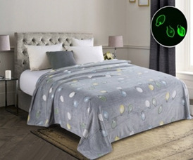 Плед велсофт Vse DOMA Лампочки, цвет серый, гладье, светится в темноте, ролик