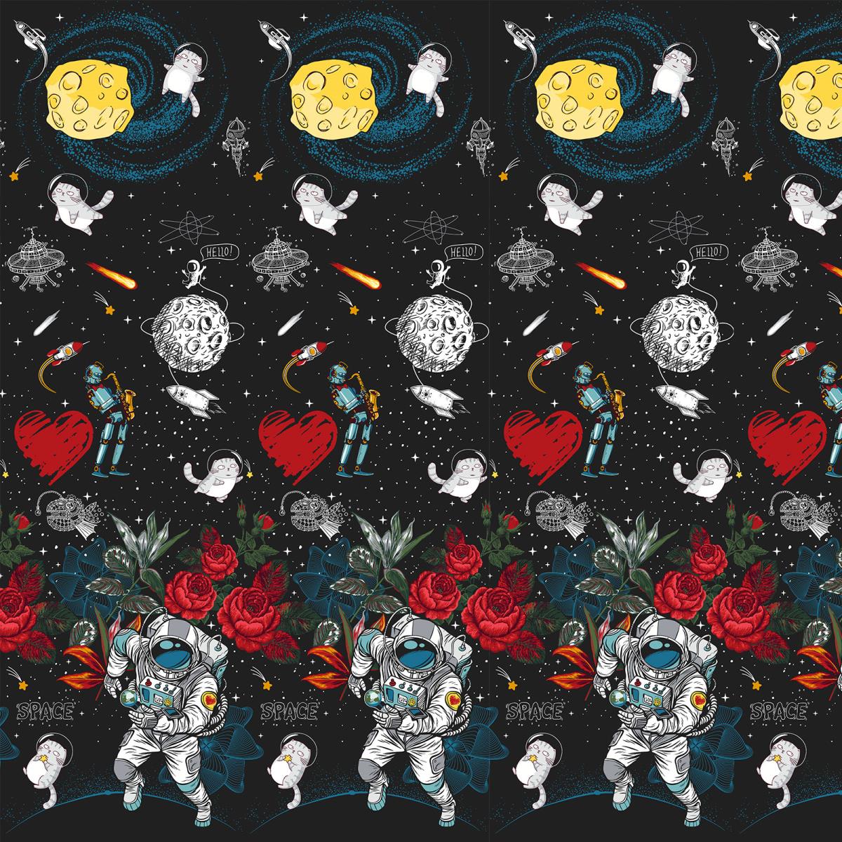 Перкаль 220 см наб рис.6787-1 Космос - 1