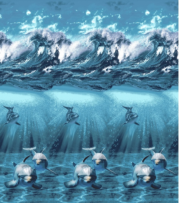 Перкаль 220 см наб рис.6475-1 Дельфины - 1