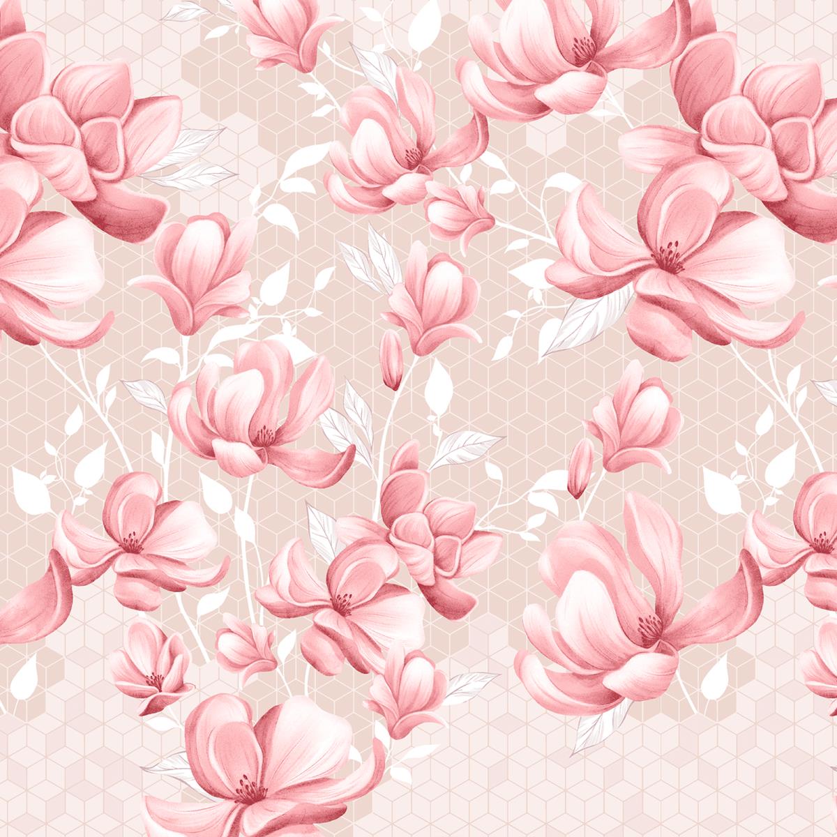 Перкаль 220 см наб рис.50228-1 Магнолия (комп 947693) - 1