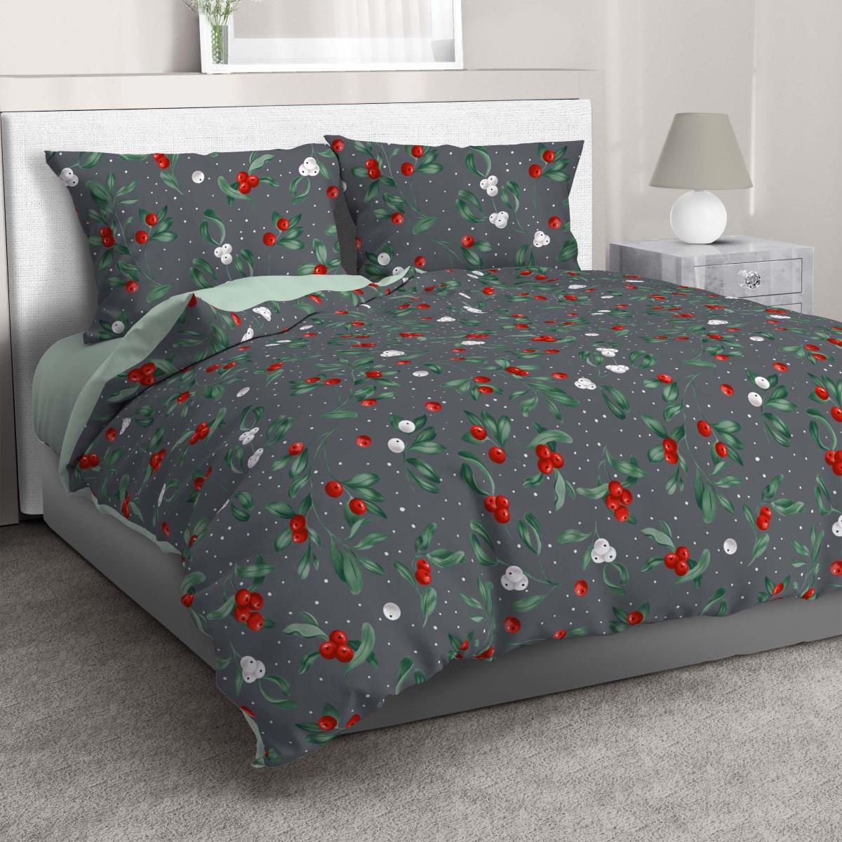 Перкаль 220 см наб рис.50392-2 Омела графит (комп 989690) - 0