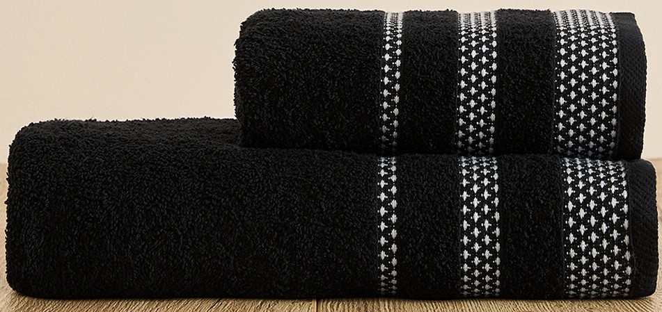 Комплект махровых полотенец FLOOX бордюр Алмаз , черный - 0