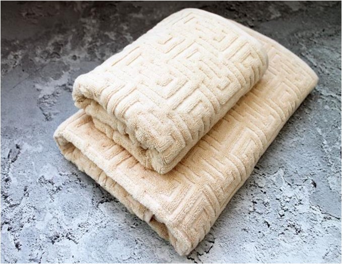 Полотенце махровое GEOMETRIC 100% хлопок, кремовый - 0