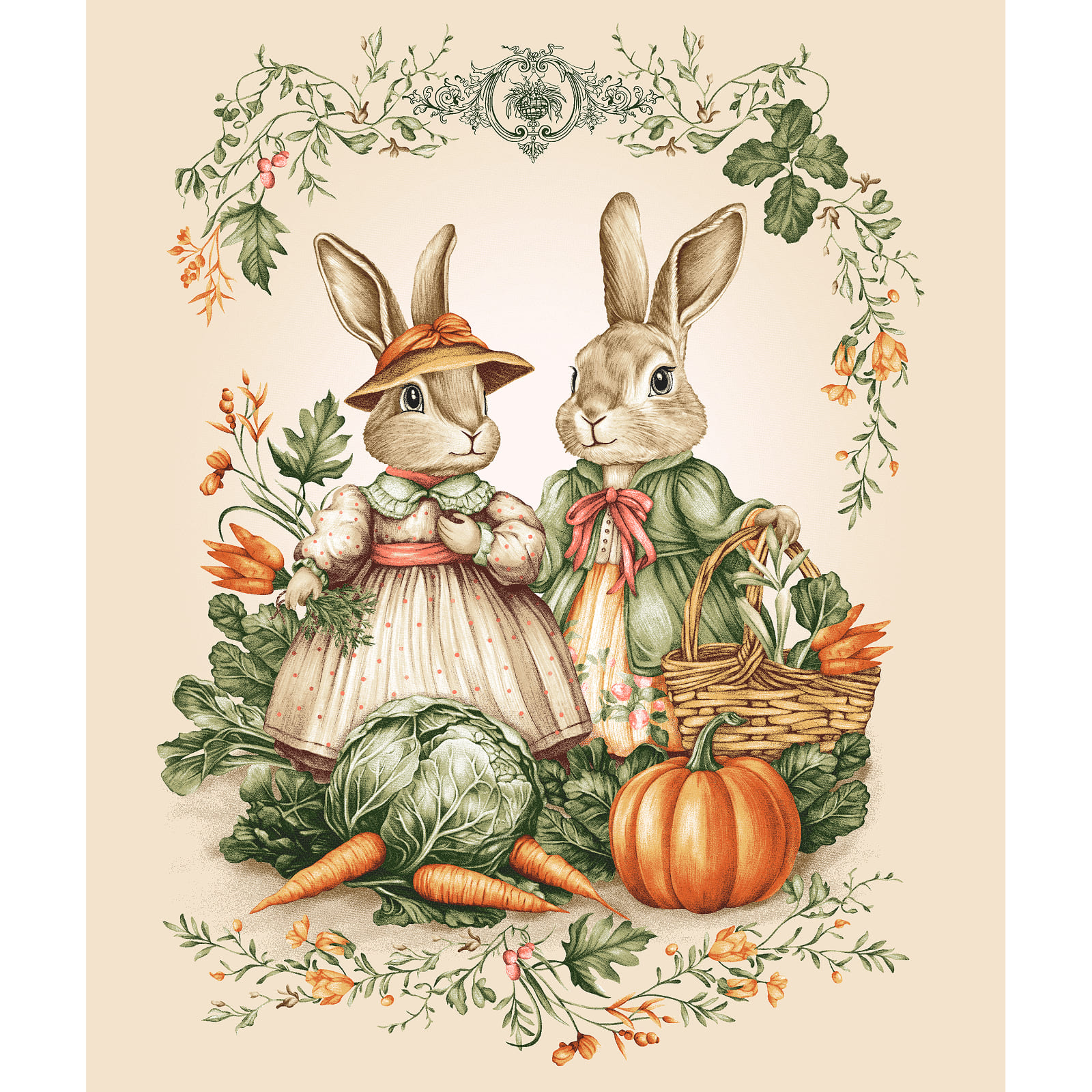 Полотно вафельное 50 см наб рис.29441-1 Кролики - 0