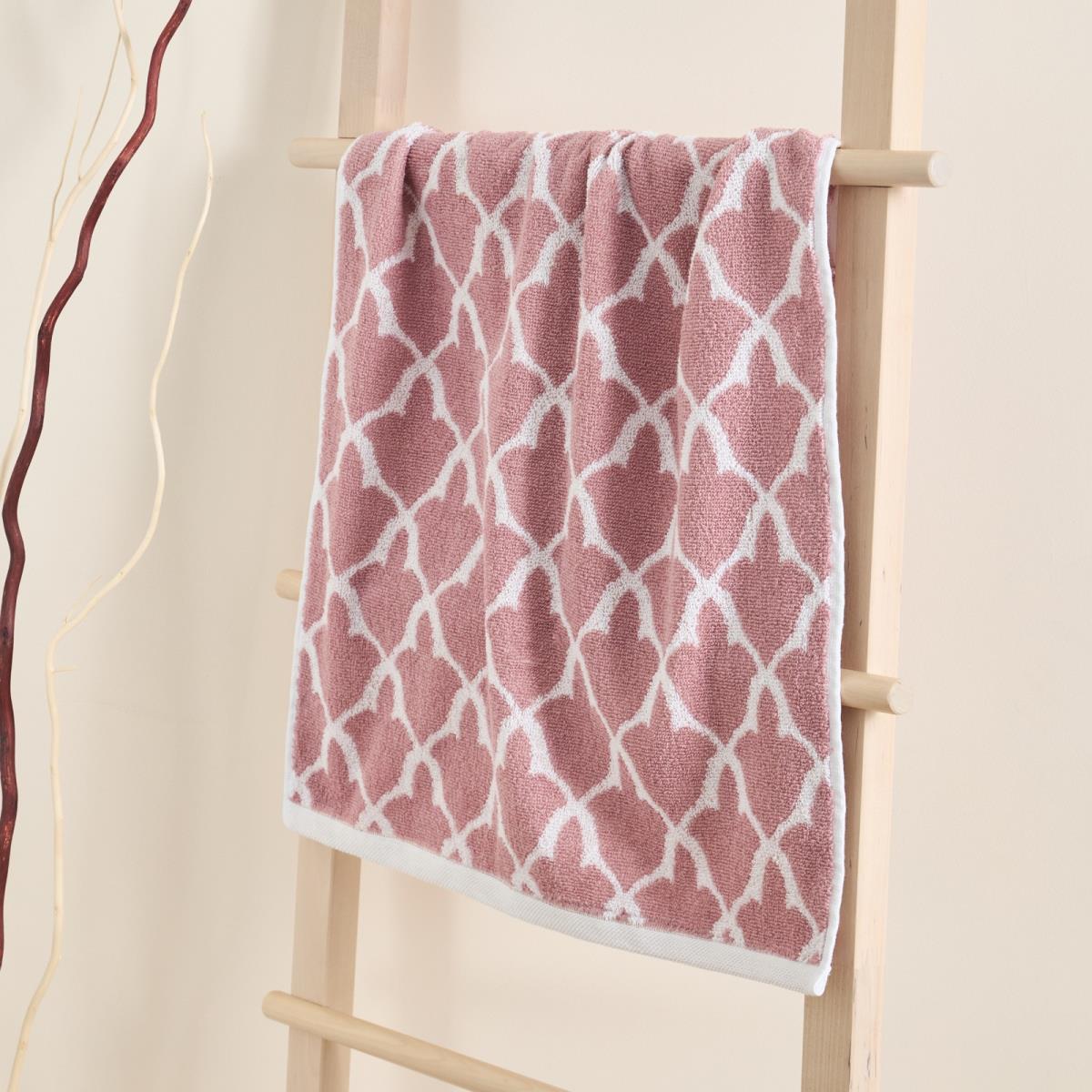 Полотенце махровое Fine Line Орнамент , пыльная роза, пестроткань - 0