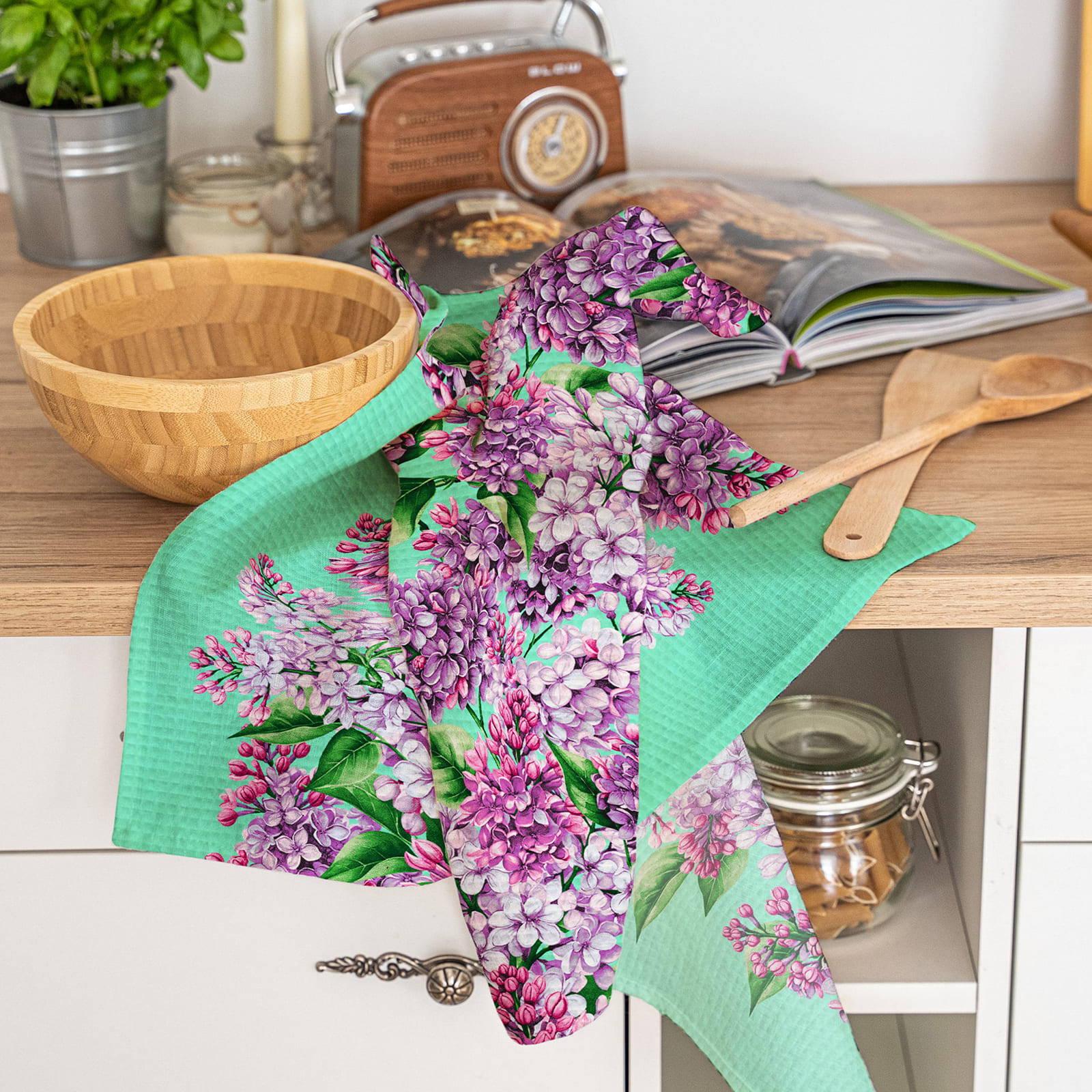 Полотно вафельное 50 см наб рис.29428-1 Сирень - 2