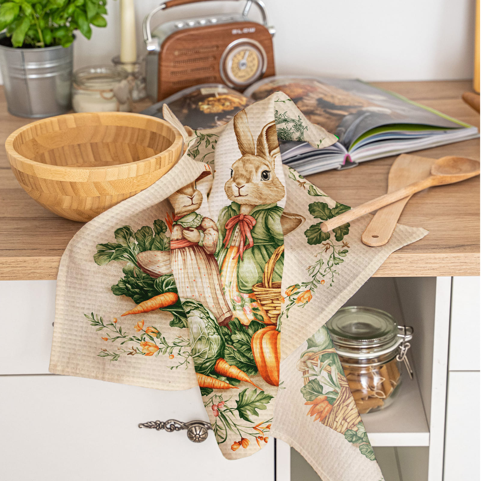 Полотно вафельное 50 см наб рис.29441-1 Кролики - 2