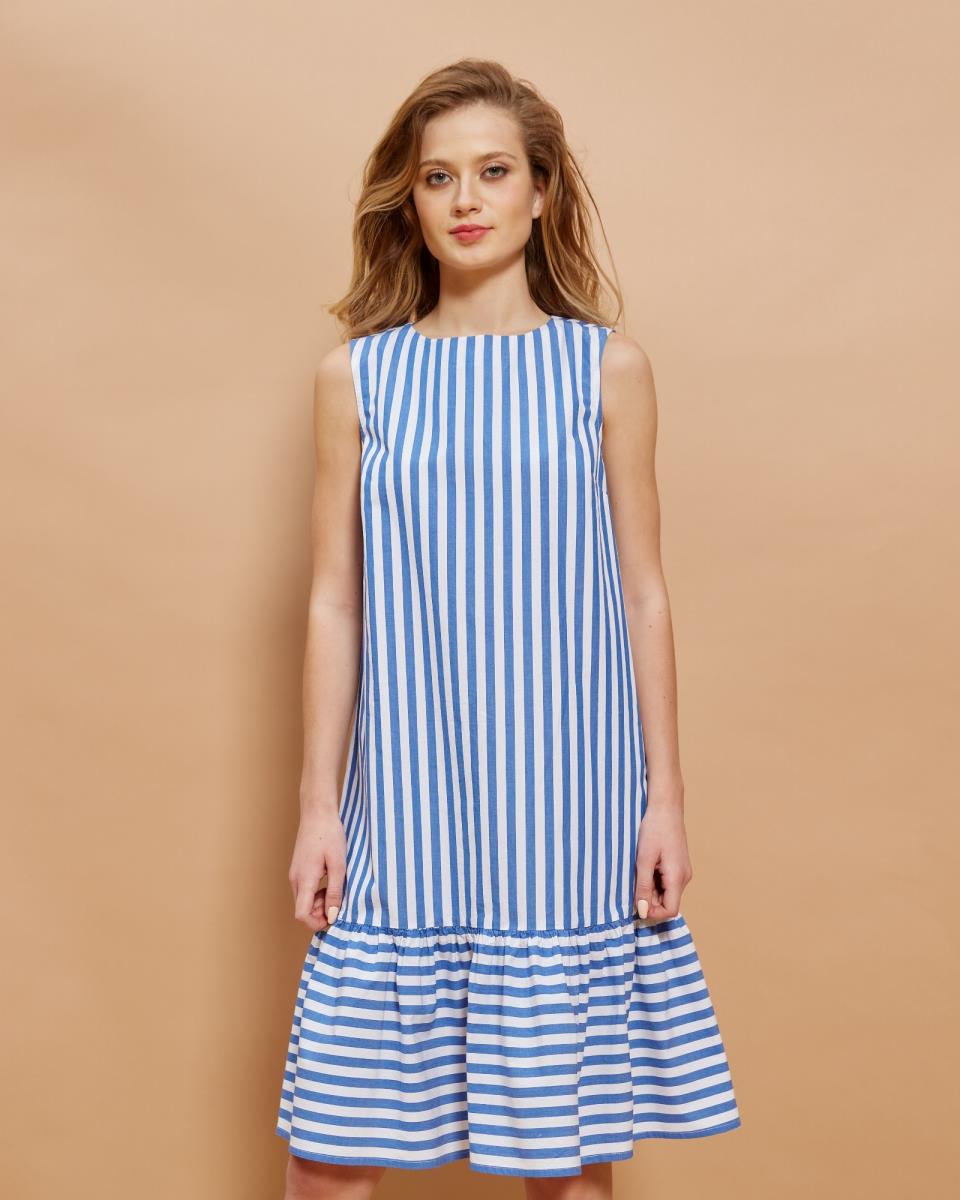Платье жен BeGood SS20WW134 Леди/Lady синий/полоска - 0