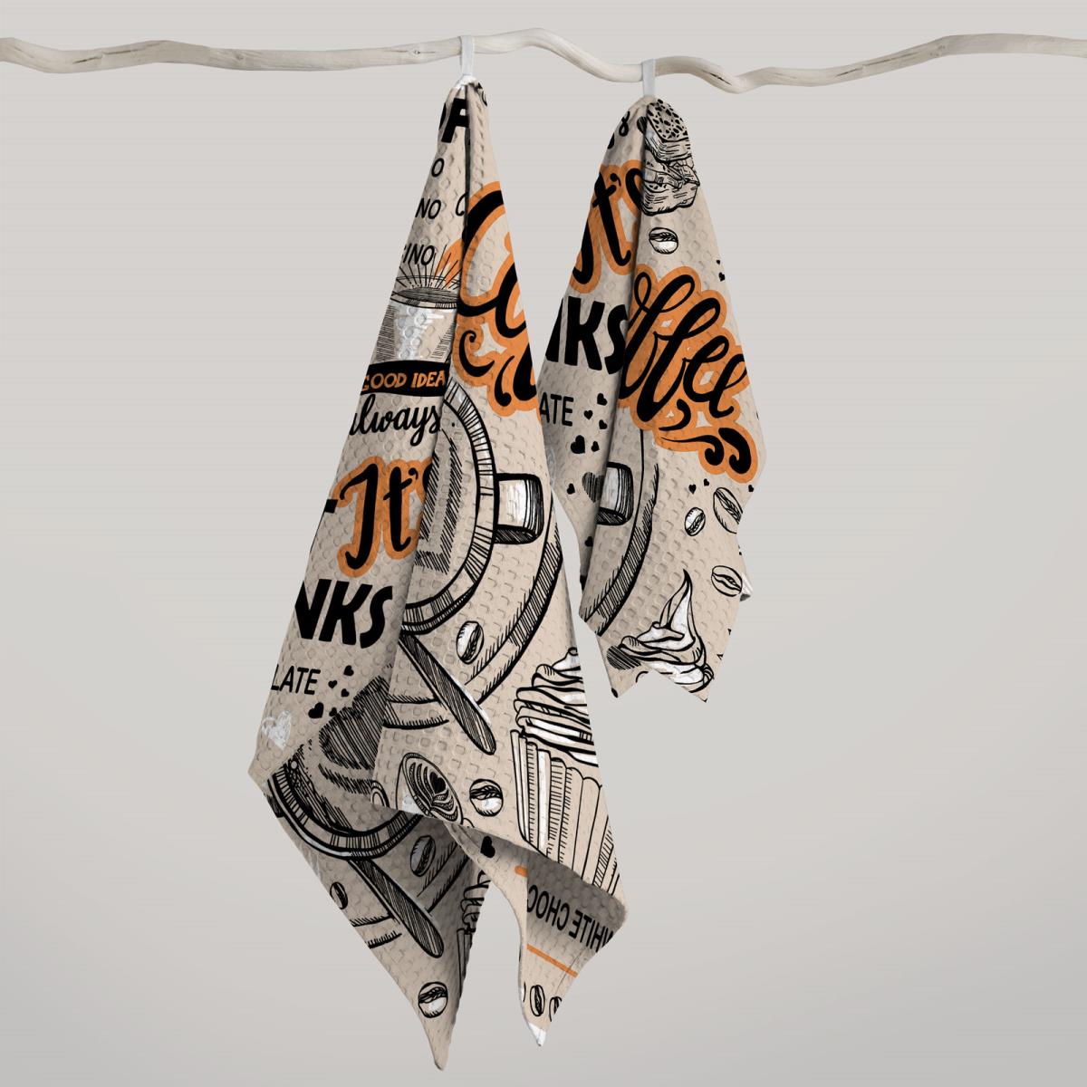 Полотно вафельное 50 см наб рис.62001-1 Time coffee - 2