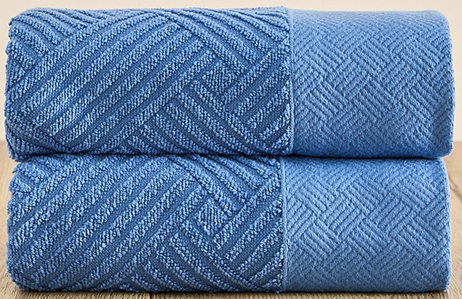 Комплект махровых полотенец FLOOX бордюр Венера , голубой - 0