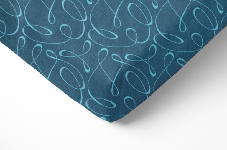 Простыня трикотажная на резинке Fine Line Вензель синий - 0