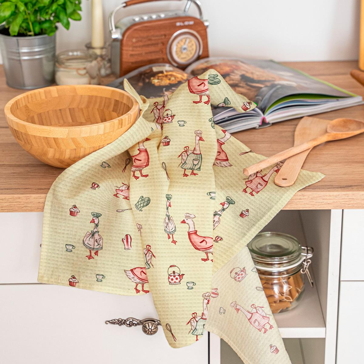 Полотно вафельное 50 см наб рис.29477-1 Гуси - 2