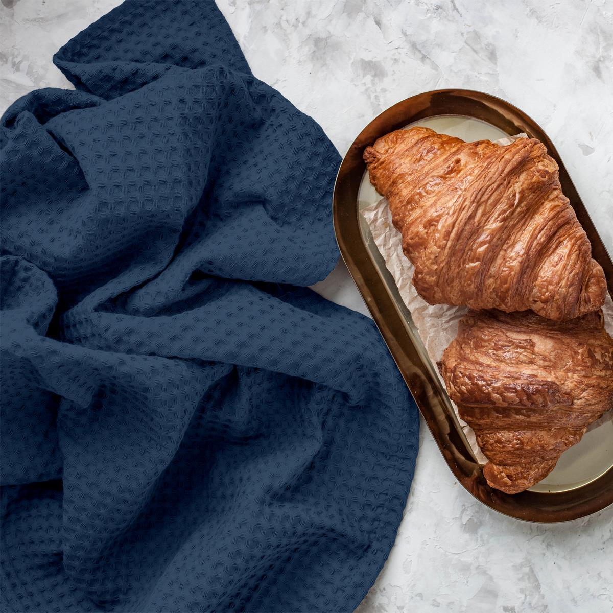 Полотенце вафельное синий - 0