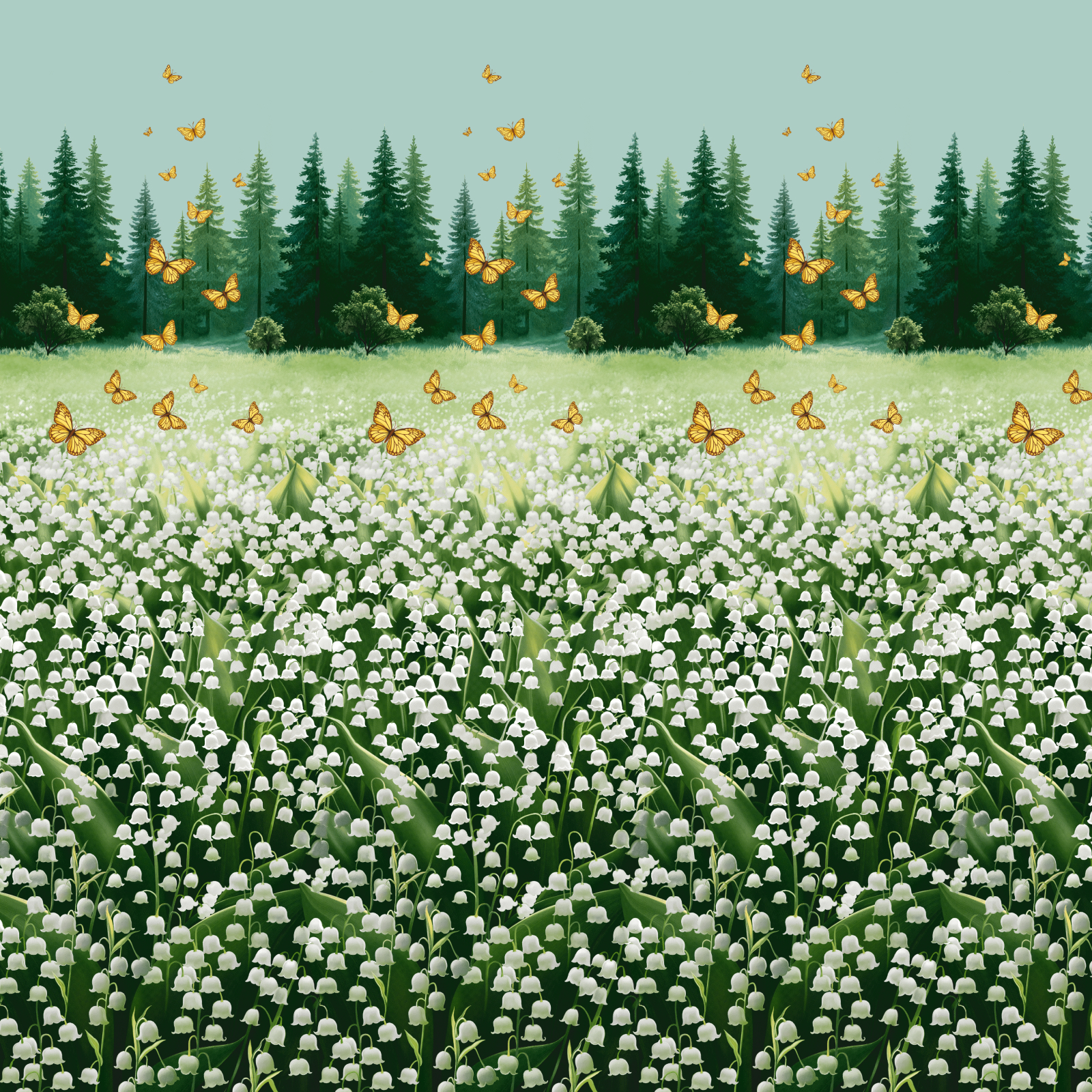 Перкаль 220 см наб рис.72206-1 Ландыши - 3