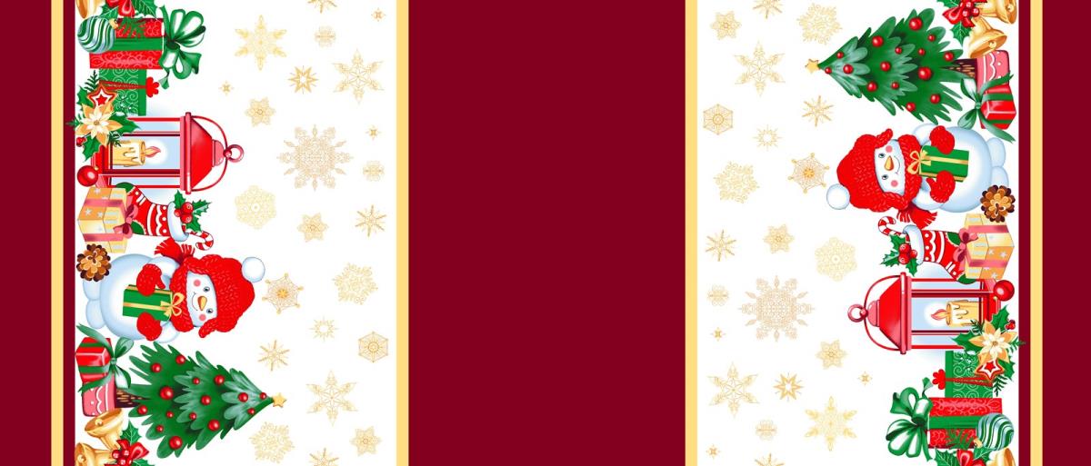 Рогожка 150 см наб рис.29289-1 Веселый снеговик - 0